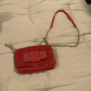Rose colored WHBM suede purse/clutch
